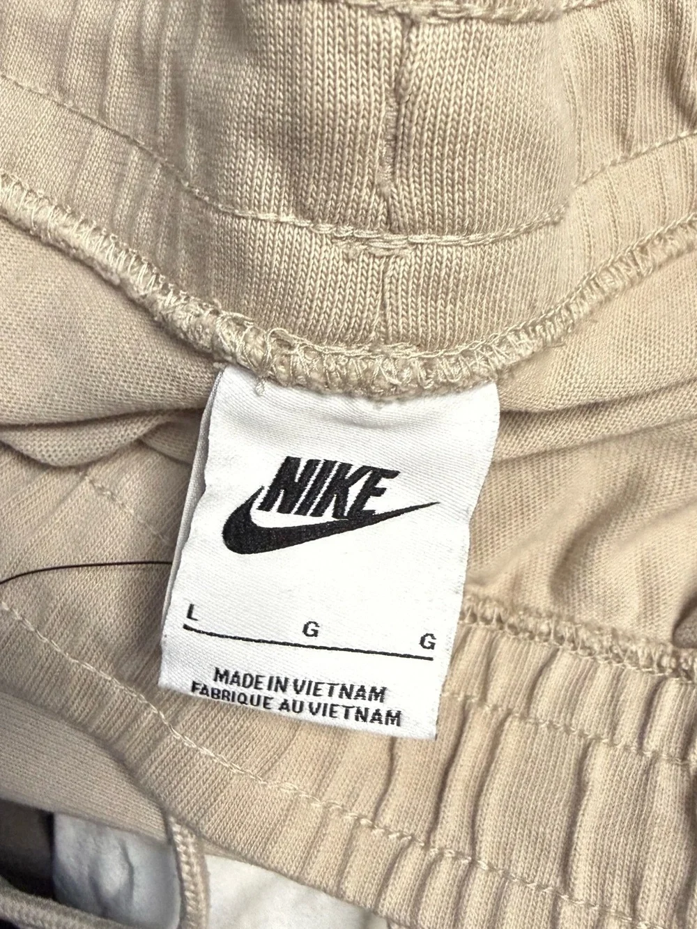 Nike Kids Beige Joggers with White Embroidered Swoosh